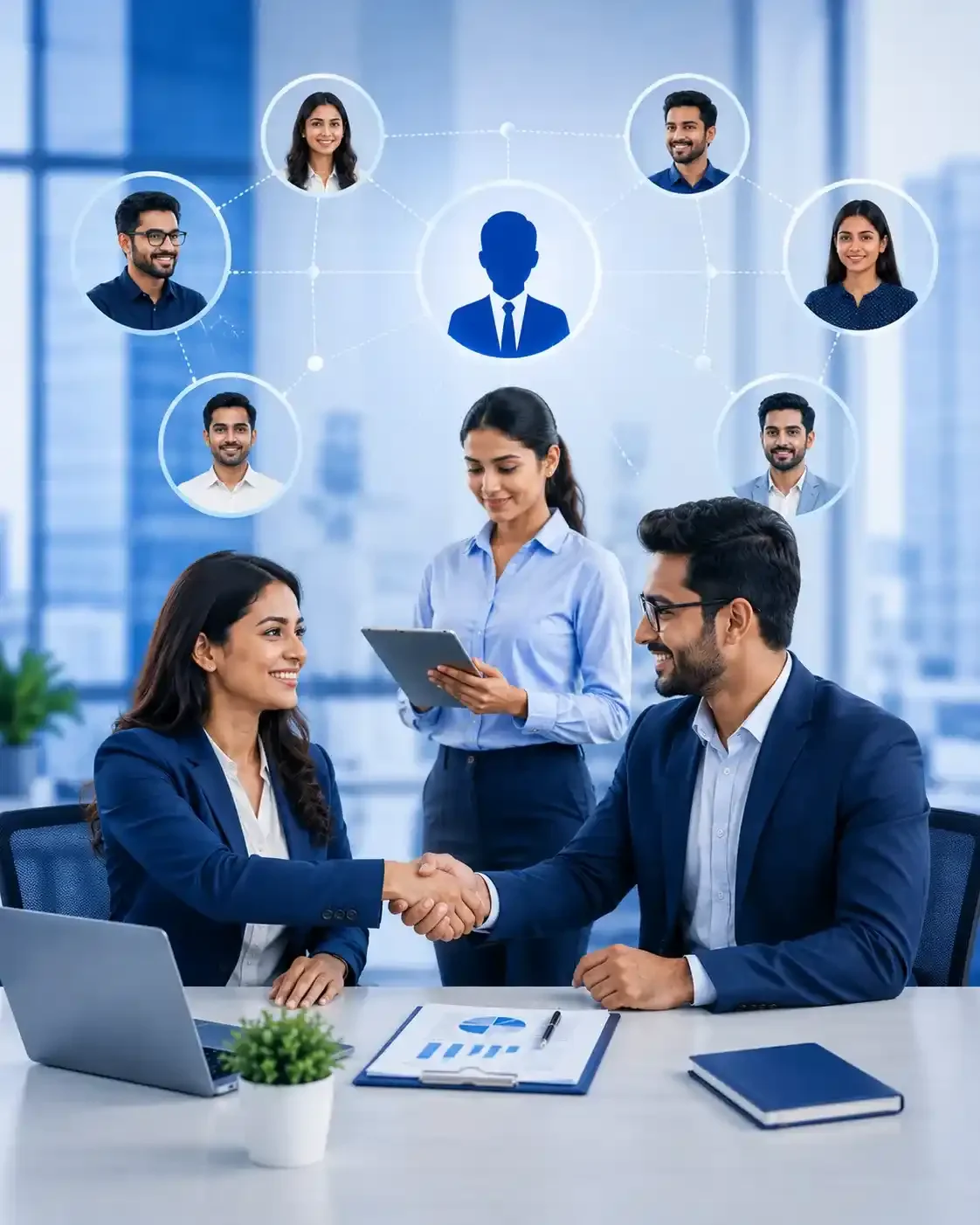 Professionals working together in a modern workplace